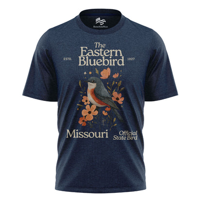 Missouri Eastern Bluebird T-Shirt, Vintage State Bird Floral Tee