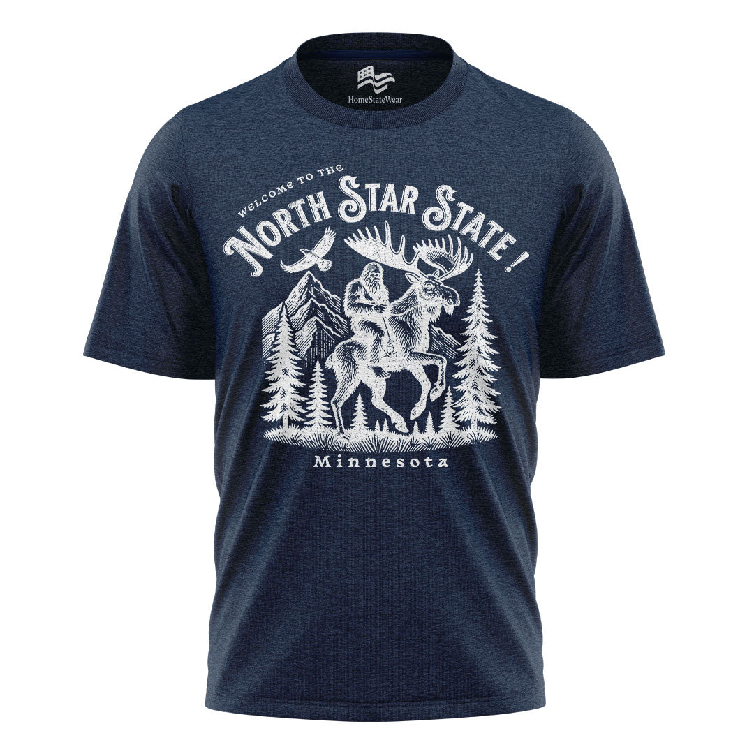 Welcome to Minnesota T-Shirt, North Star State Bigfoot & Moose Tee