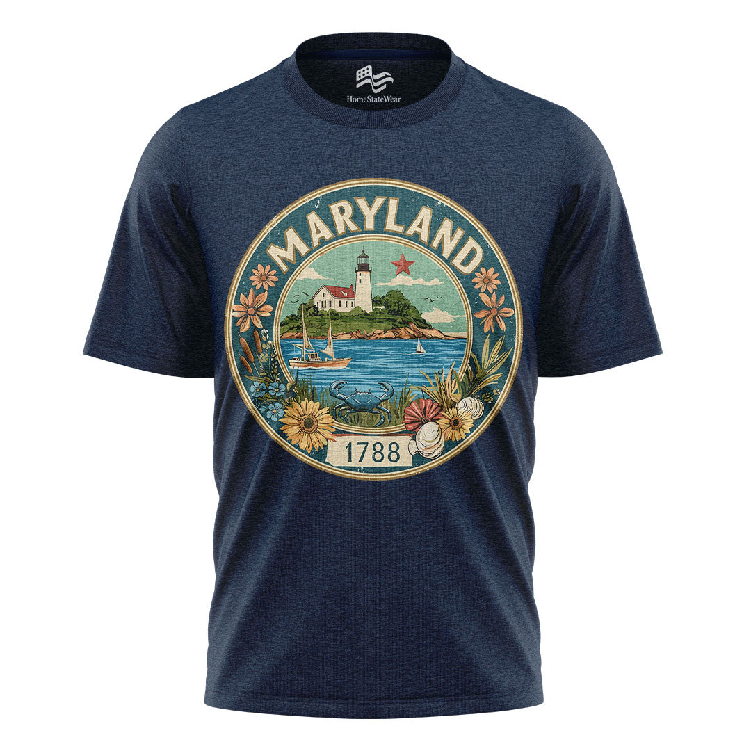 Maryland Lighthouse Crab T-Shirt | Coastal State Gift Tee