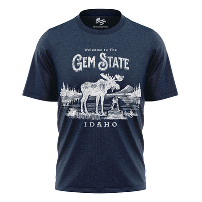 Welcome to Idaho T-Shirt, Gem State Moose Graphic Tee, Unique Travel Souvenir Gift Shirt