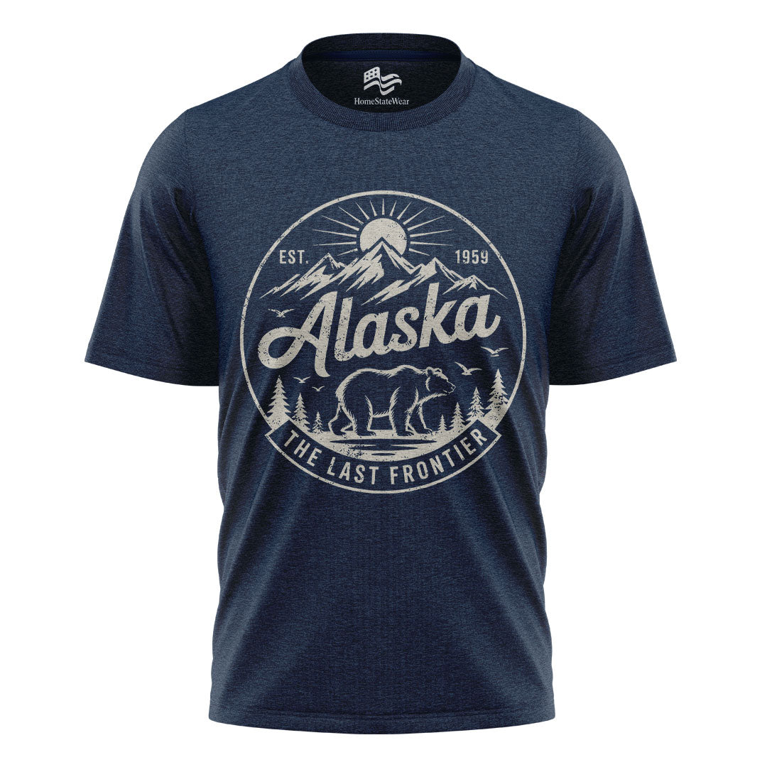 Alaska Bear T-Shirt, Vintage Mountain Circle Graphic Tee, Nature Lover Travel Shirt