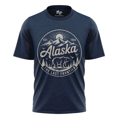 Alaska Bear T-Shirt, Vintage Mountain Circle Graphic Tee, Nature Lover Travel Shirt