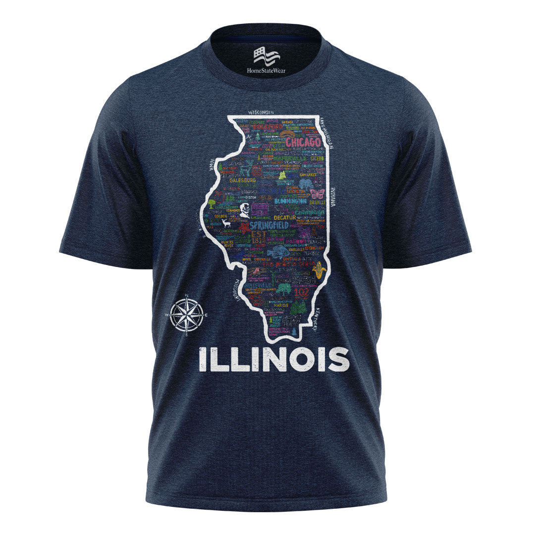 Illinois Map T-Shirt | Vintage Prairie State Tee