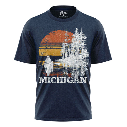 Michigan Sunset Canoe T-Shirt, Vintage Lake Graphic Tee