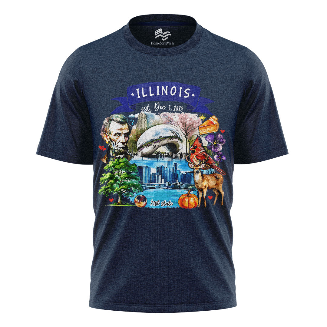 Illinois Landmarks T-Shirt | Artistic State Travel Tee