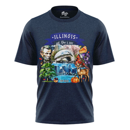 Illinois Landmarks T-Shirt | Artistic State Travel Tee