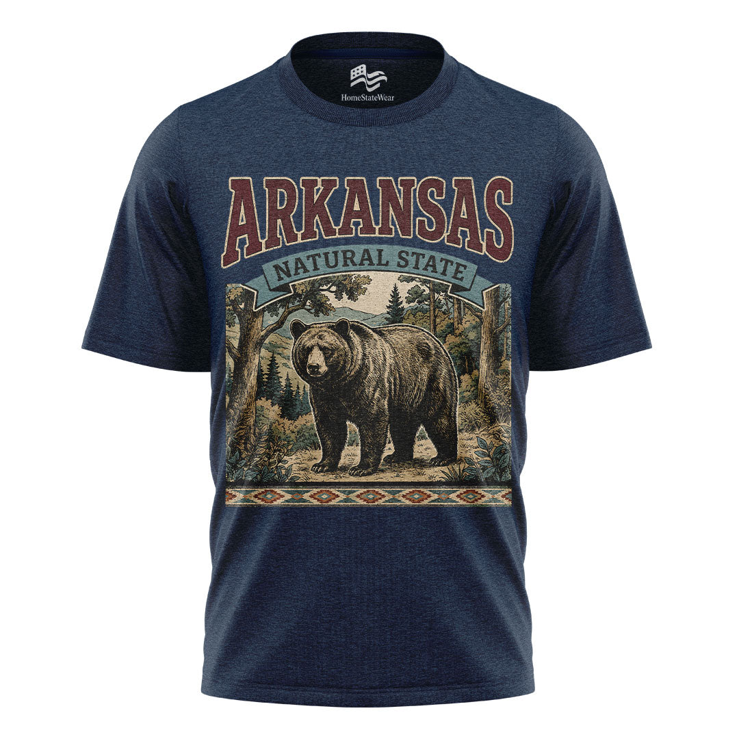 Arkansas Bear Graphic Tee | Vintage Forest Souvenir Shirt