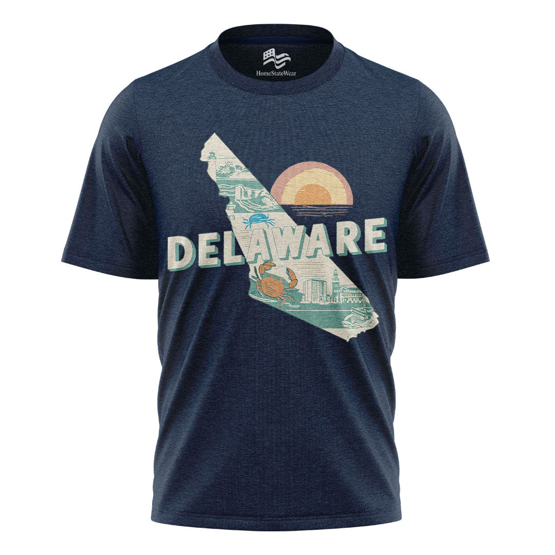 Delaware Crab Sunset Tee | Coastal Beach Souvenir Shirt
