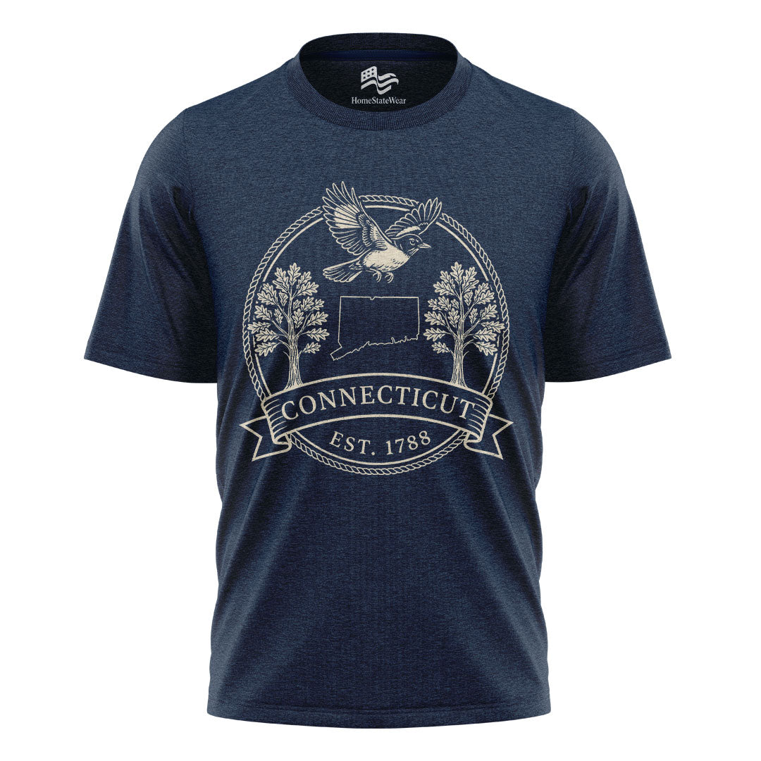 Connecticut Est 1788 T-Shirt | American Robin & White Oak Tee