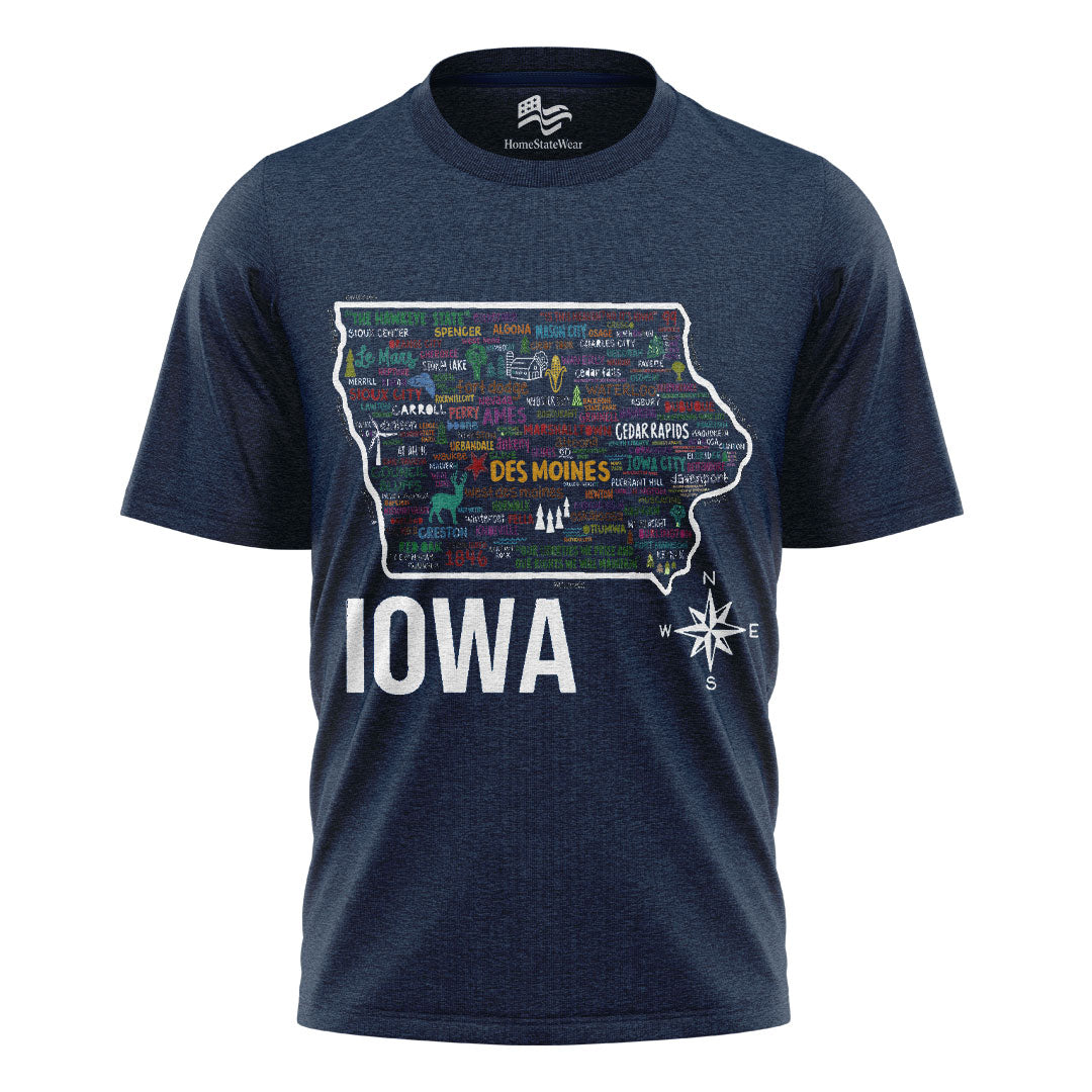 Iowa Map T-Shirt | Vintage Hawkeye State Tee