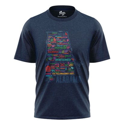 Alabama Heart of Dixie Vintage Map Graphic Tee