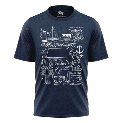 Massachusetts State Map T-Shirt | Bay State Travel Tee