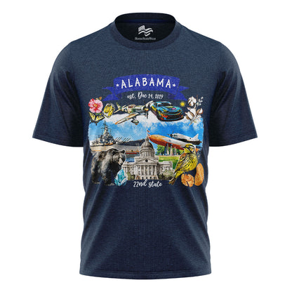 Artistic Alabama State Themes and Landmarks T-Shirt