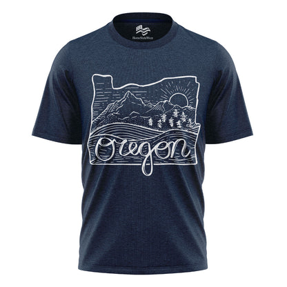 Illustrated Oregon T-Shirt, Vintage Pacific Northwest Nature Tee