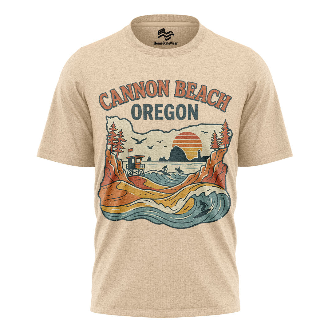 Cannon Beach Oregon T-Shirt, Pacific Northwest Surf & Beach Tee
