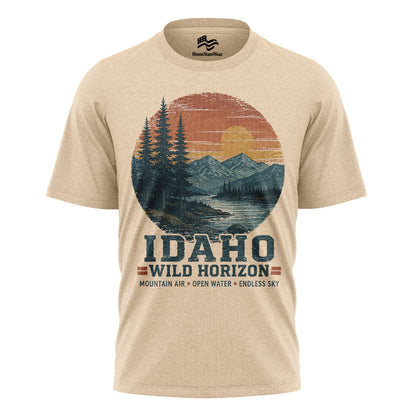 Idaho Wild Horizon Tee | Vintage Mountain Lake Shirt