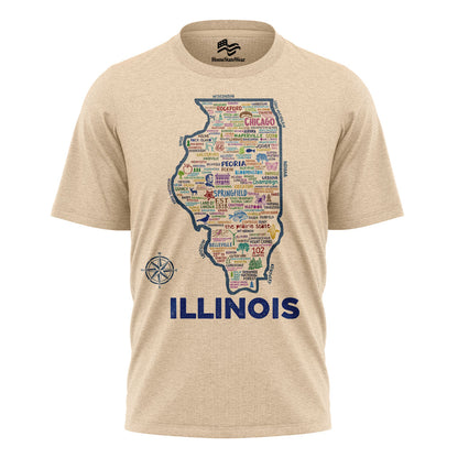 Illinois Map T-Shirt | Vintage Prairie State Tee
