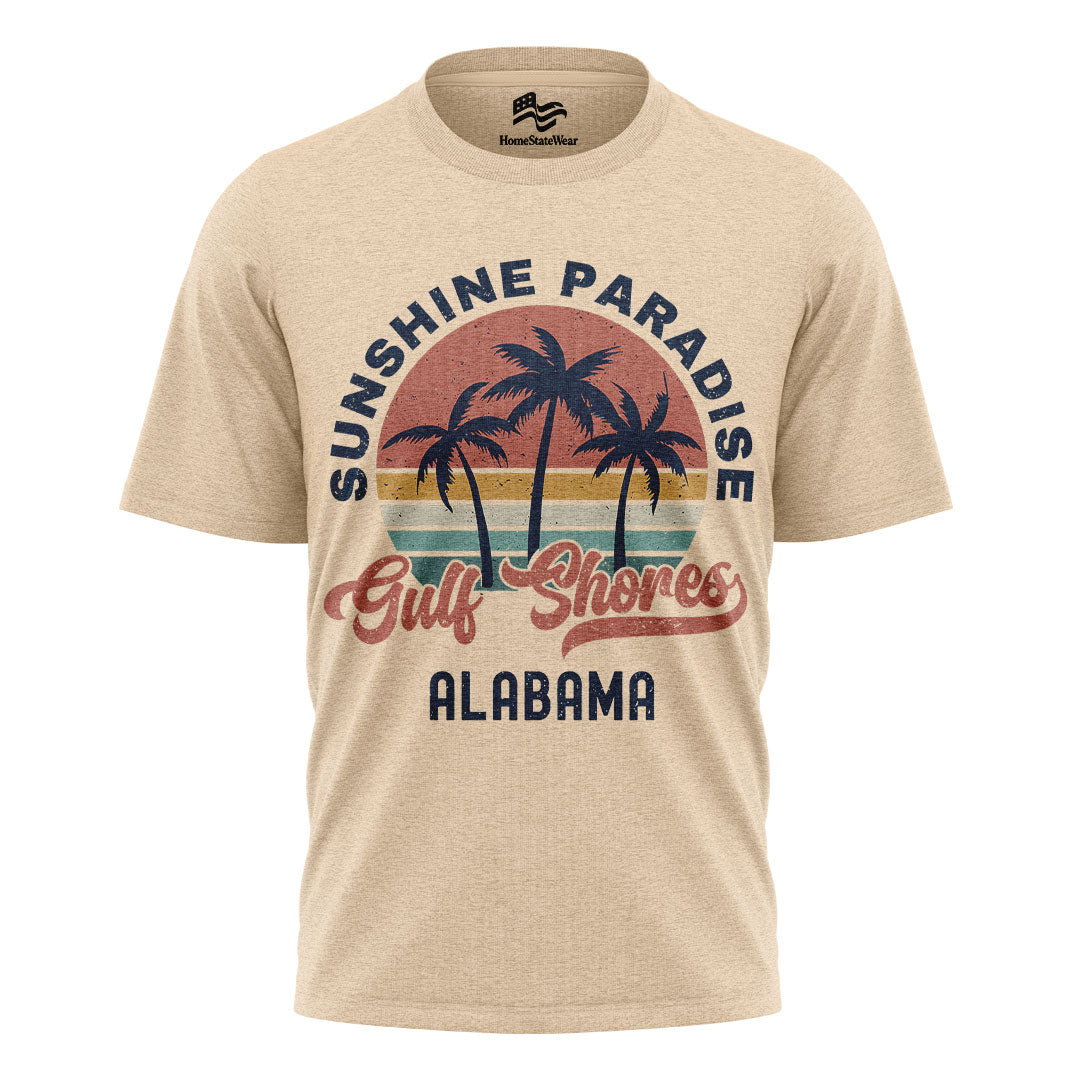 Gulf Shores Shirt Alabama Souvenir Tee, Palm Tree Retro Sunset Shirt