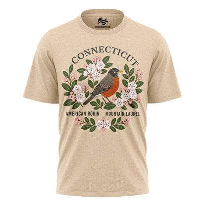 Connecticut Robin & Mountain Laurel Tee | State Bird Flower Shirt
