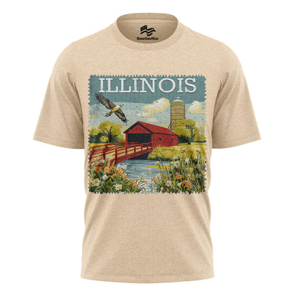 Illinois Covered Bridge Tee | Vintage Travel Souvenir Shirt