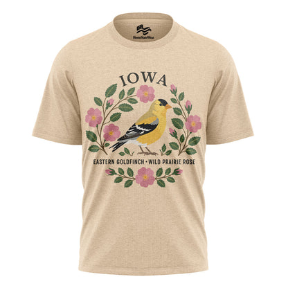 Iowa Goldfinch & Prairie Rose Tee | Bird Lover Nature Shirt