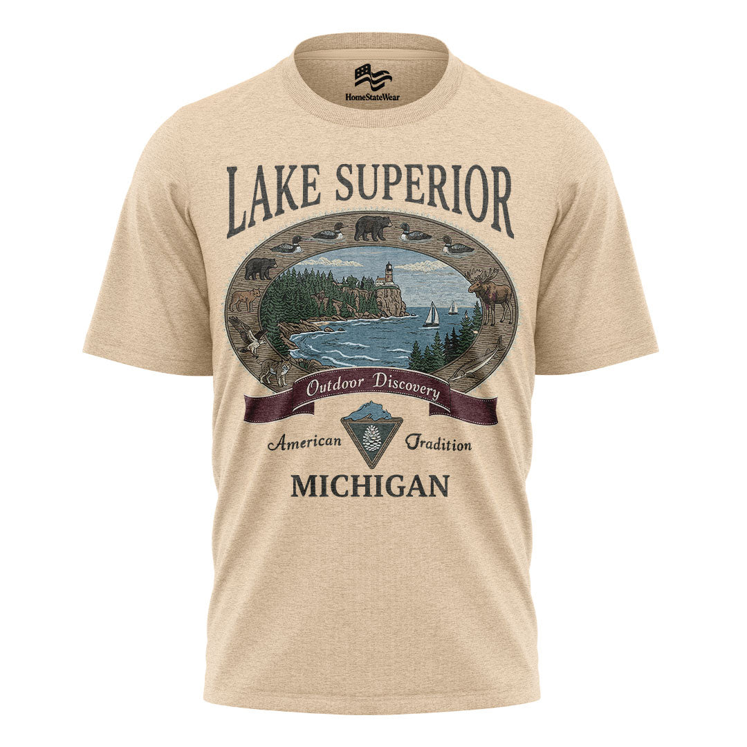 Lake Superior Michigan Comfort Colors Tee | Great Lakes Lighthouse Shirt