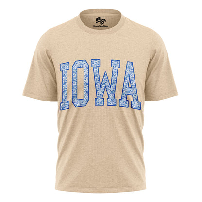 Blue Floral Iowa Varsity Tee | Midwestern Mama Gift Shirt
