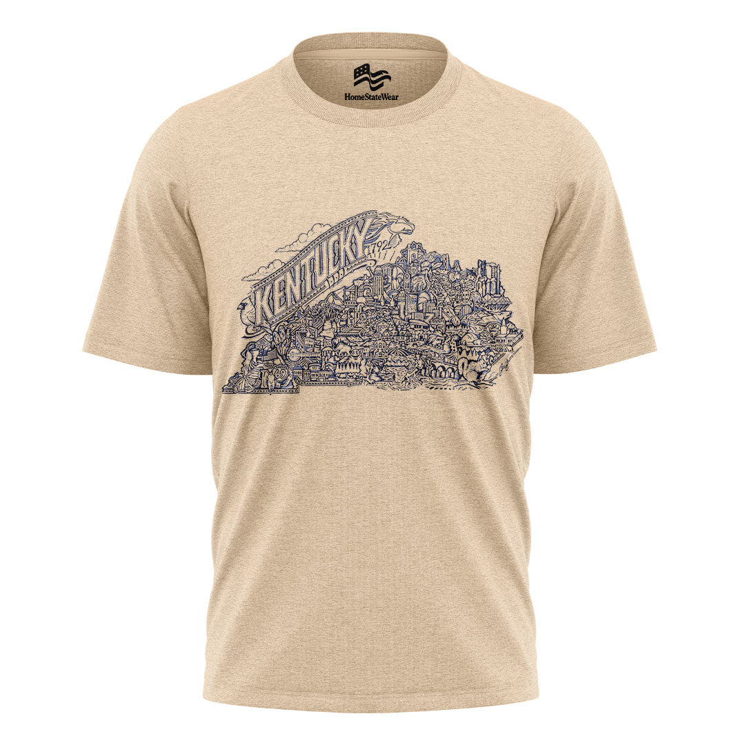 Grey Kentucky Map T-Shirt | Bluegrass State Pride Tee