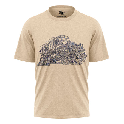 Grey Kentucky Map T-Shirt | Bluegrass State Pride Tee