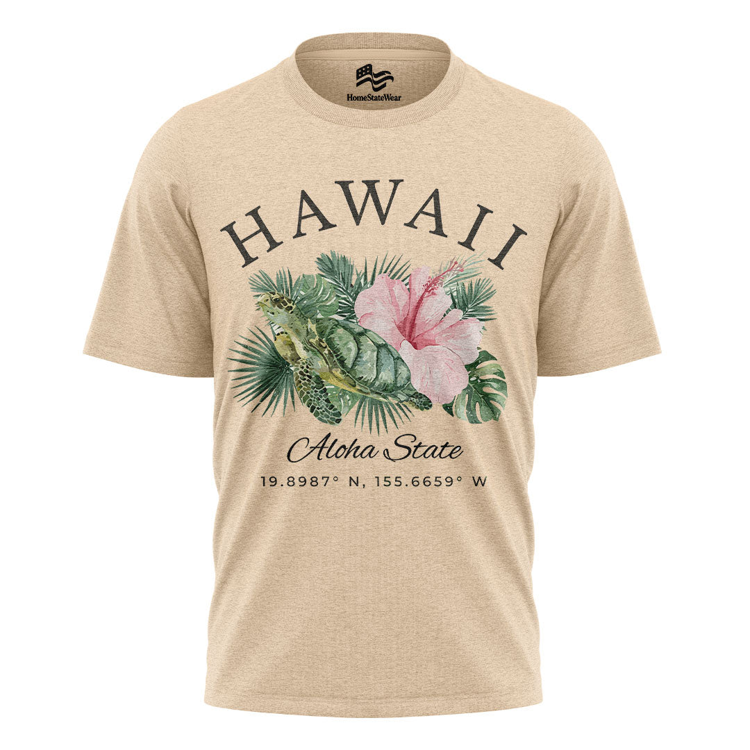 Hawaii Sea Turtle Hibiscus Tee | Aloha State Tropical Shirt