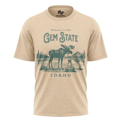 Welcome to Idaho T-Shirt, Gem State Moose Graphic Tee, Unique Travel Souvenir Gift Shirt