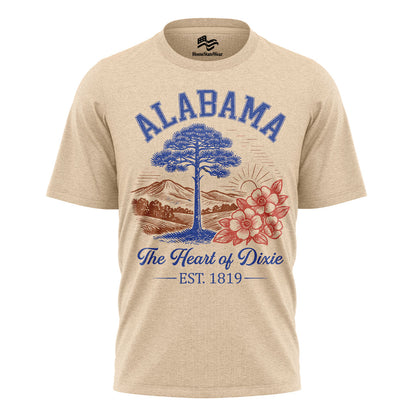 Alabama Shirt Heart of Dixie Est 1819 Vintage State Graphic Tee Unisex Cotton T-Shirt