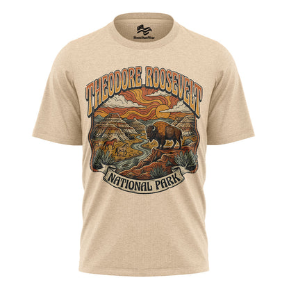 Theodore Roosevelt National Park T-Shirt, Retro Badlands Bison Tee