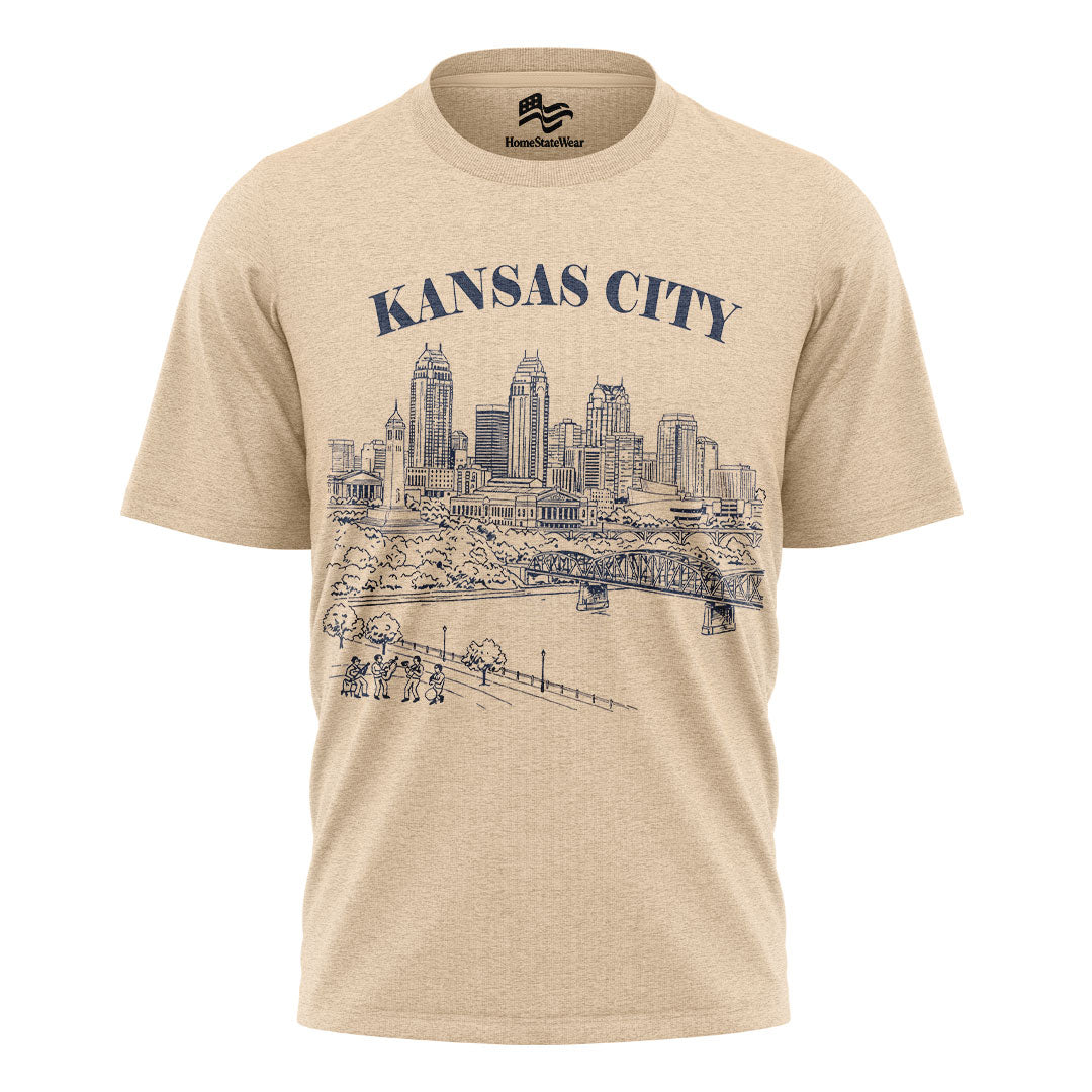 Kansas City Vintage Skyline T-Shirt, Retro Missouri Travel Souvenir Tee