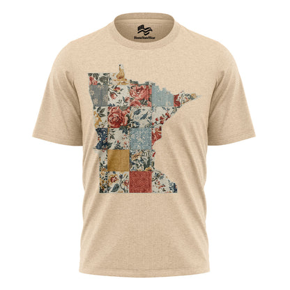 Minnesota Faux Patchwork Quilt T-Shirt, Midwest State Pride Tee