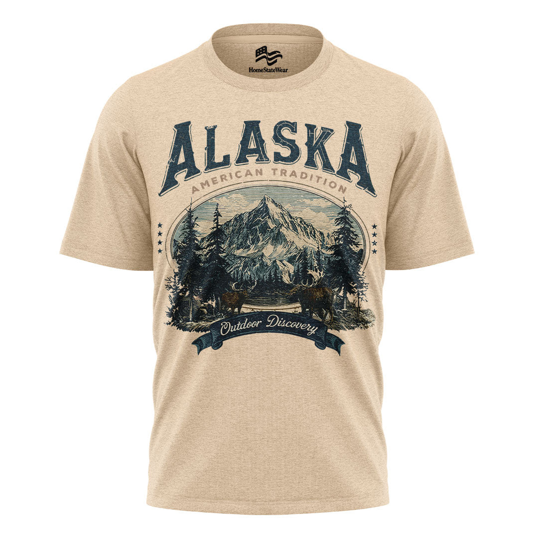Vintage Alaska Mountain Retro Outdoor Wildlife Tee