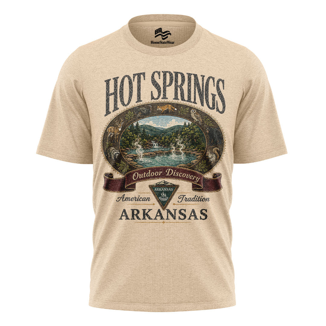 Hot Springs Arkansas Comfort Colors Tee | Vintage Outdoor Discovery Shirt