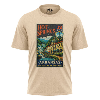 Hot Springs AR Postage Stamp Tee | Vintage Arkansas Travel Shirt