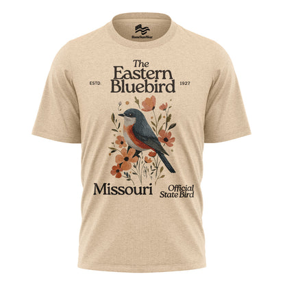 Missouri Eastern Bluebird T-Shirt, Vintage State Bird Floral Tee