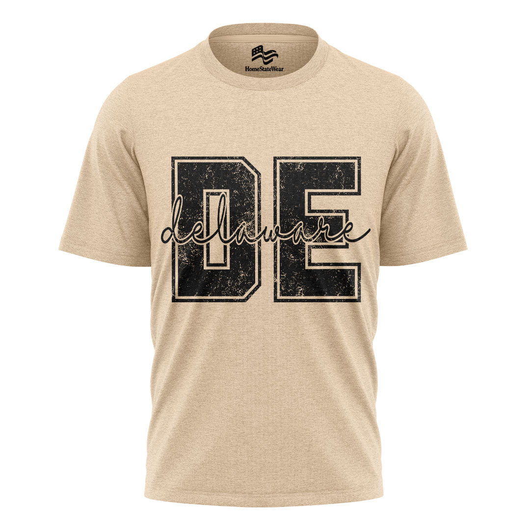 Distressed Delaware Comfort Colors Tee | Retro Varsity State Shirt
