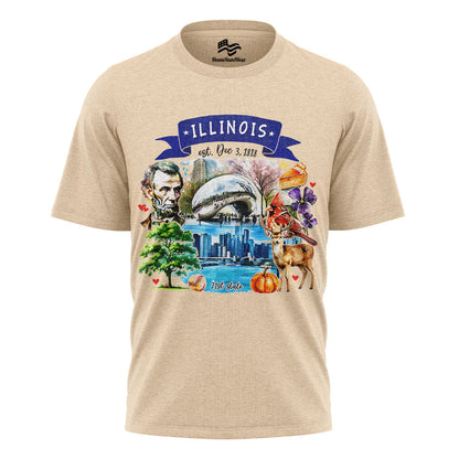 Illinois Landmarks T-Shirt | Artistic State Travel Tee