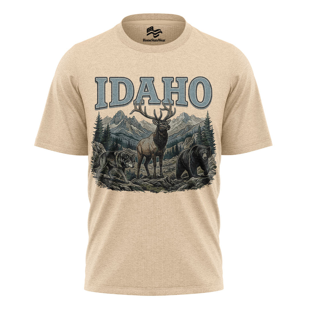 Idaho Wildlife Comfort Colors Elk Bear Wolf Mountain Shirt