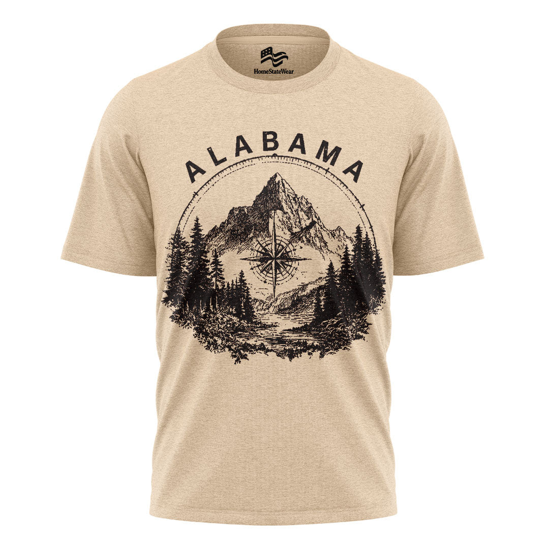Vintage Alabama Mountain T-Shirt, Compass Graphic Adventure Tee