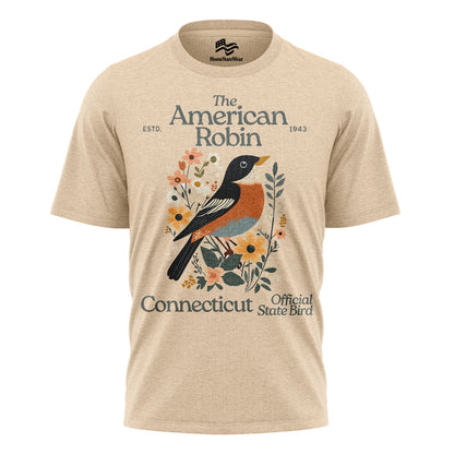 Connecticut American Robin Tee | Vintage Floral Bird Shirt