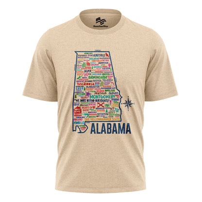 Alabama Heart of Dixie Vintage Map Graphic Tee