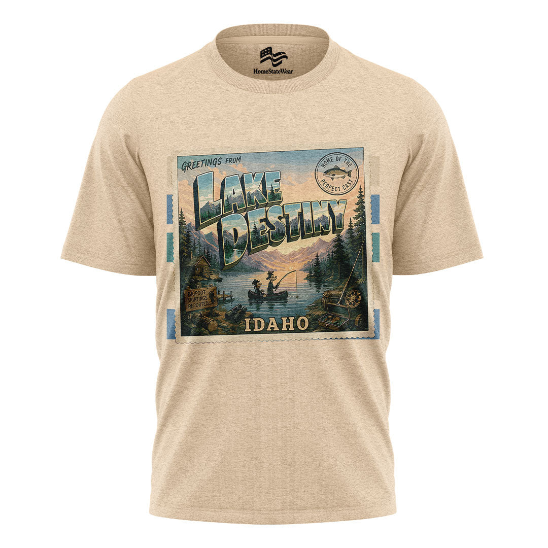 Lake Destiny Idaho Comfort Colors Retro Camping Postcard Shirt