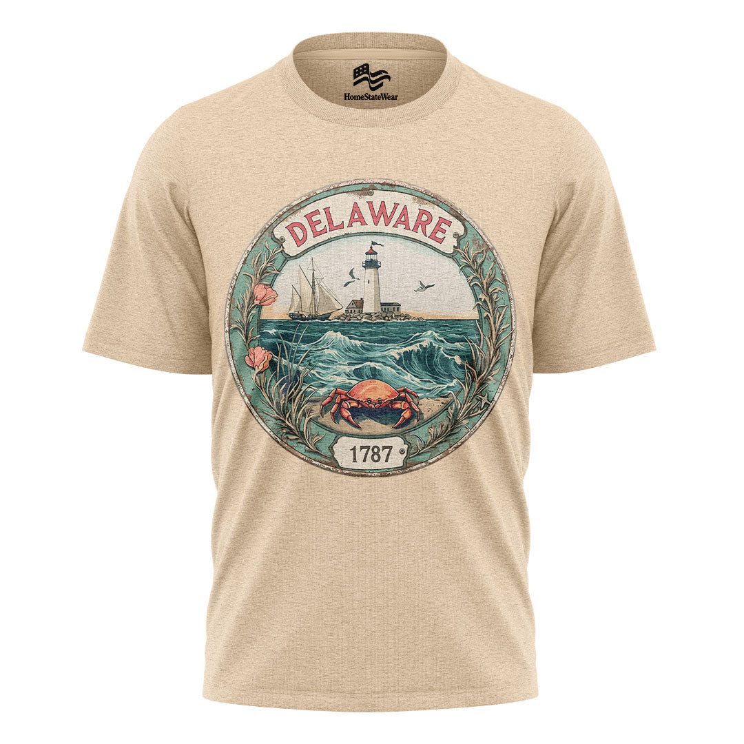 Delaware Lighthouse Sailboat Tee | Coastal Beach Graphic Shirt