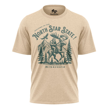 Welcome to Minnesota T-Shirt, North Star State Bigfoot & Moose Tee