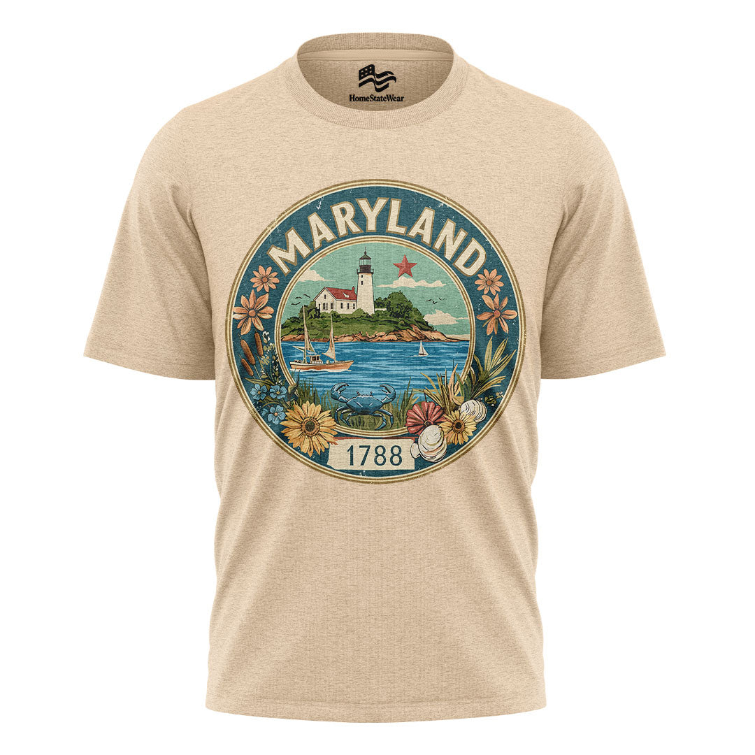 Maryland Lighthouse Crab T-Shirt | Coastal State Gift Tee