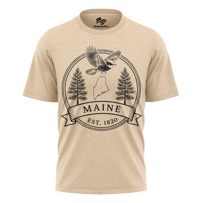 Maine Est 1820 T-Shirt | Chickadee White Pine Souvenir Tee